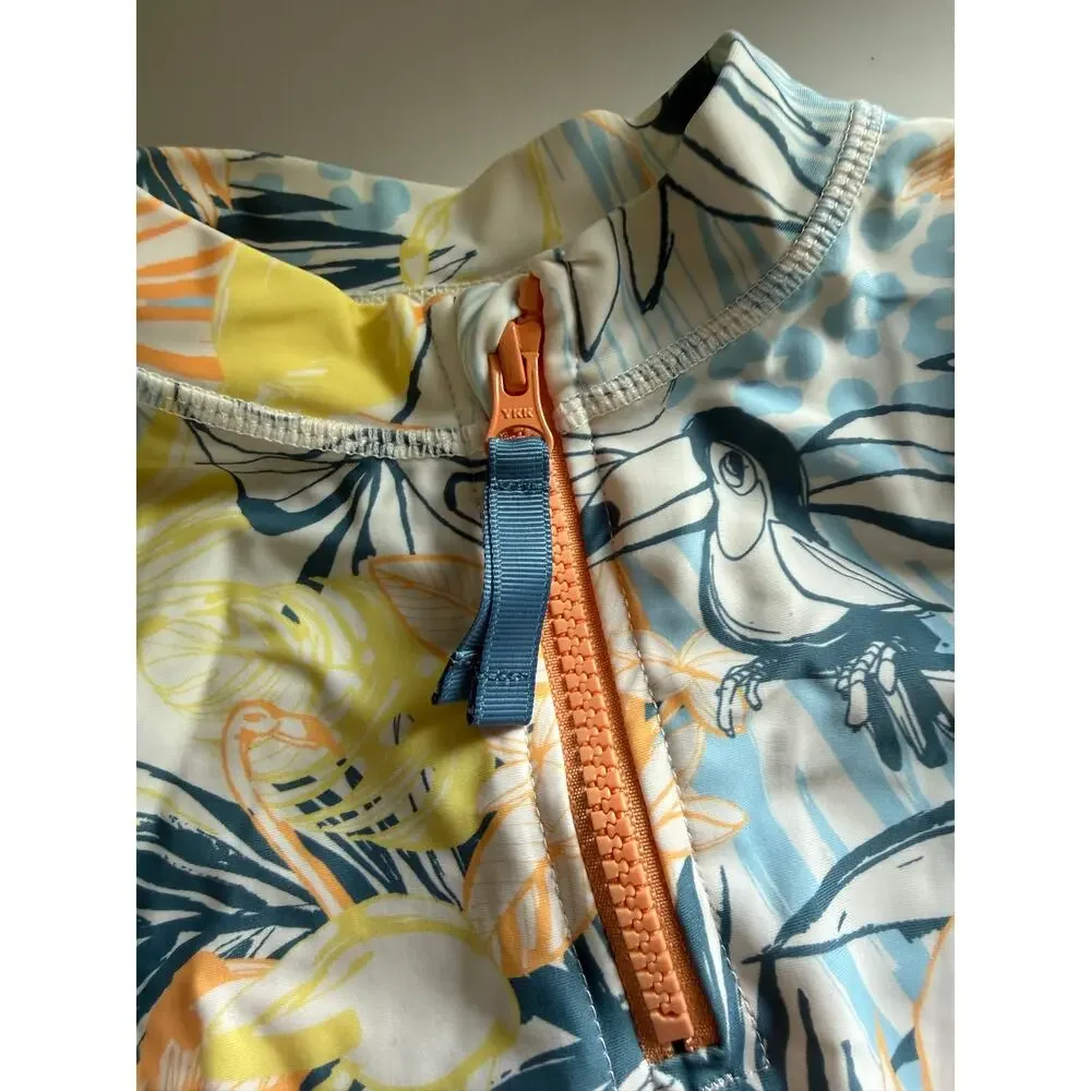 $30 Ruffle Butts Birds of Paradise Long Sleeve Rash Guard Swim - 4T